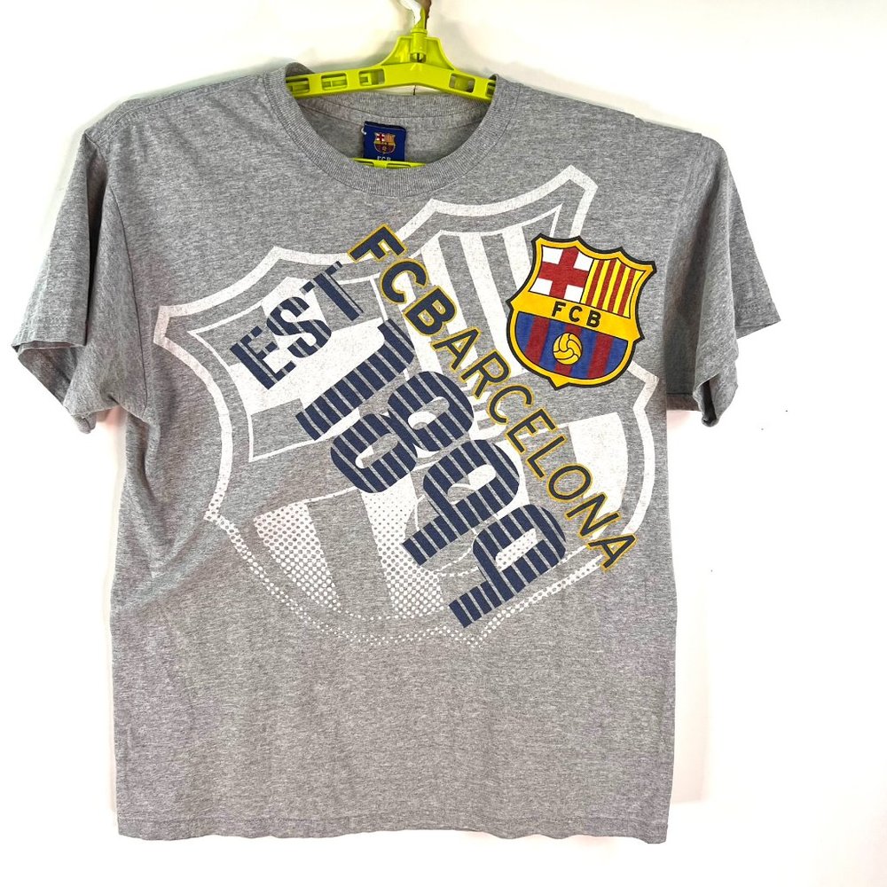 FCB Barcelona Spain T Shirt Adult Size M Gray Graphic Tee